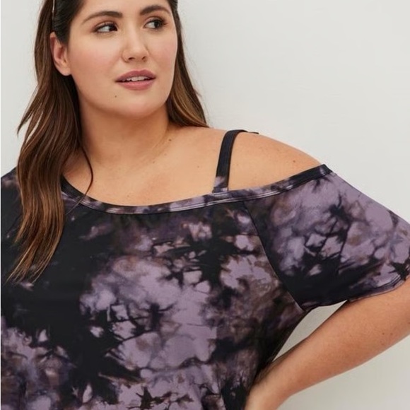 torrid Tops - NWT Torrid Black and Purple Tie-Dye Off-Shoulder Top (size Torrid 3)